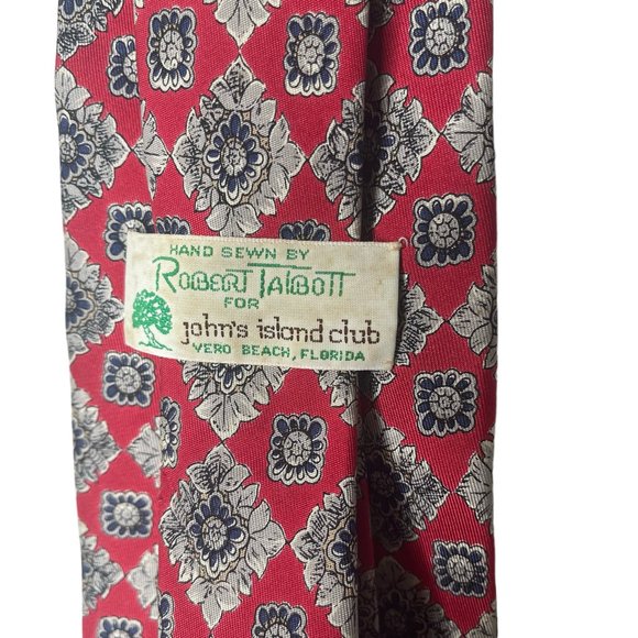 Robert Talbott Floral Pattern‎ Red Necktie 100% Silk Handsewn Tie Johns Island - Picture 8 of 11